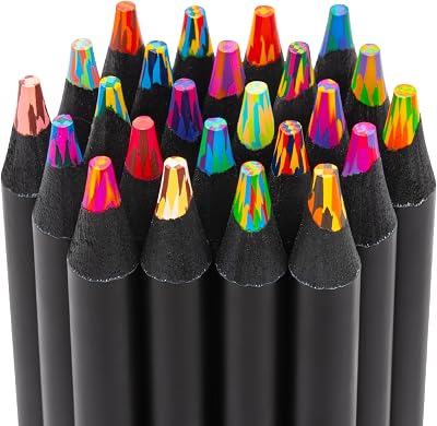 Maqhpu 24 Pieces Rainbow Pencils Kids Art Supplies Color Pencils Gift