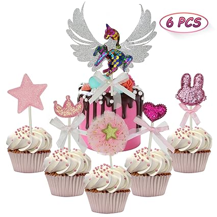 Amazon Com Sgone 6pcs Girls Cupcake Topper Kit Birthday Cupcake