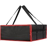 Bodaon Insulated Pizza Delivery Bag, 20" x 20" x 8" Pizza Warmer Bags for Carry Hot, Insulated Food Delivery Bag, Insulated Grocery Bags, Black with Red Edge, 1-Pack