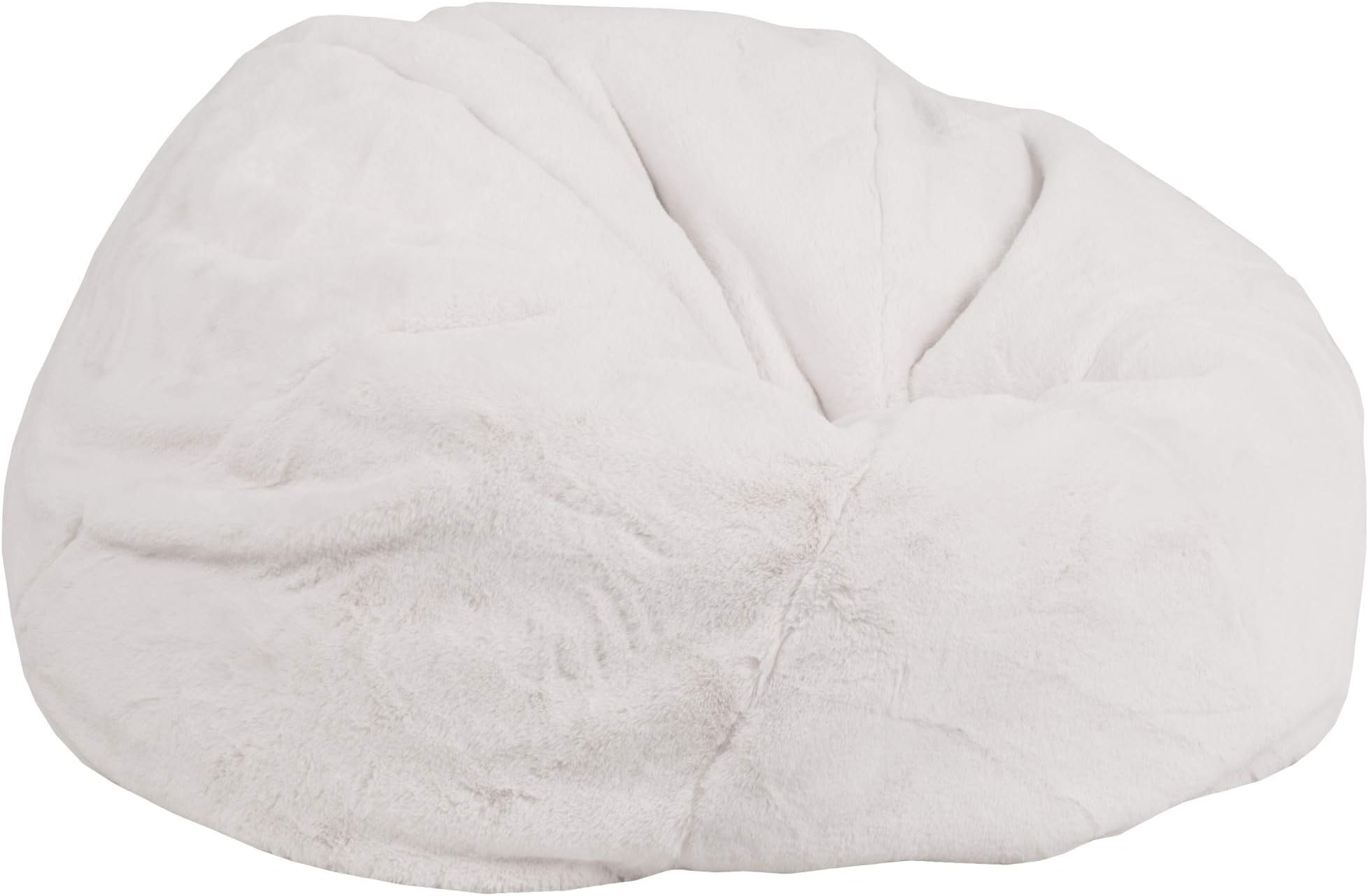 Delacora DG-Bean-Large-Fur-WH-GG FF-DG-Bean-Large-Fur-GG Oversized Teen Faux Fur Bean Bag Chair