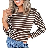 SHENHE Women's Striped Lightweight Spring Sweater Long Sleeve Crew Neck Knit Pullover Top Shirts