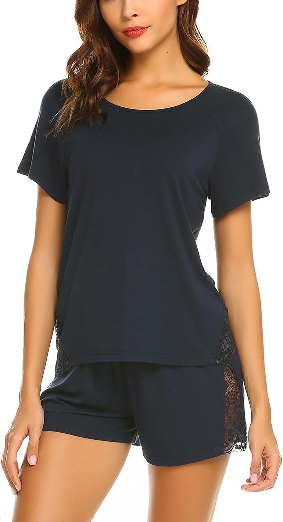 Ekouaer Womens Lace Pajama Set Shorts Sleepwear Pjs Sets at Amazon