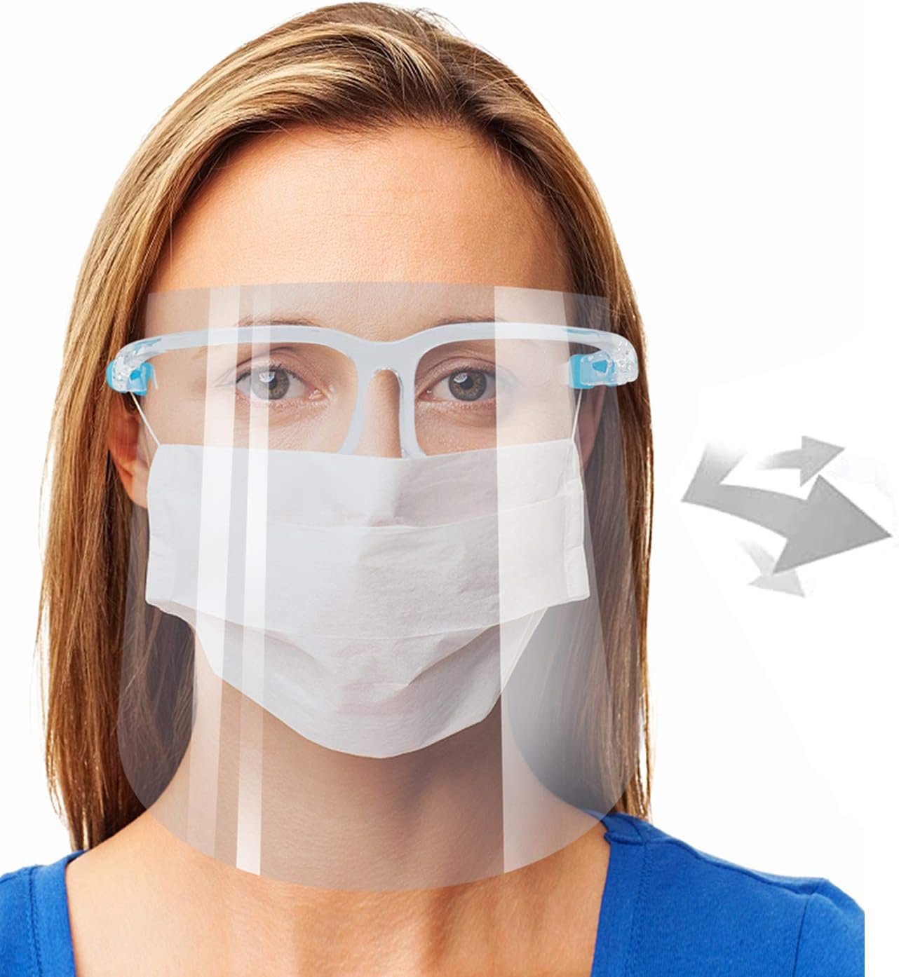 goggles Shield, Reusable Protective goggles Visor with Clear Film, Adjustable against Splash