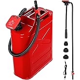 KEMIMOTO Rechargeable Fuel Transfer Pump, 4000mAh Lithium Battery with Auto-Stop Sensor, 3.2 GPM Flow, Transfer Pump Portable with 3 Can Adapters, 41" Hose Gas Can Pump for Oil, Diesel, Gasoline