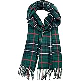 Plum Feathers Plaid Check and Solid Cashmere Feel Winter Scarf, Warm Scarfs, Cold Weather Accessories, Fringe Scarves
