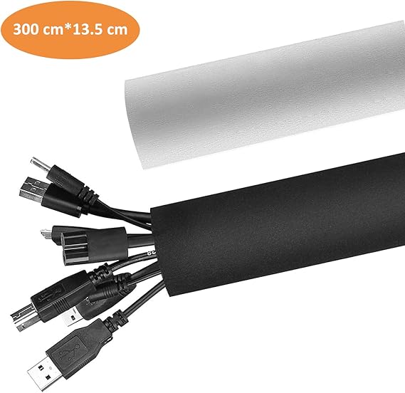 Cable Management Sleeve, 3M Cable Tidy Sleeve with Zipper, Wire Cover