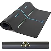 Y O Gayo Eco Balance Yoga Mat with Carry Strap – Superior Grip, Non-Slip, Durable & Lightweight, Sustainable Natural Rubber Mat with Alignment Lines