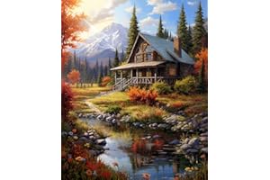 MOOHUE 14CT Counted Cross Stitch Kits for Adults Mountain Flowers Advanced Stamped Cross Stitch Kits for Adults (Mountain 3)