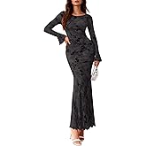 PRETTYGARDEN Women's Floral Bodycon Maxi Dress 2026 Spring Elegant Mesh Long Sleeve Formal Wedding Guest Cocktail Dresses