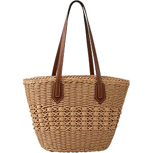 OKoriensuntek Straw Tote Bag Woven Beach Bag for Women, Large Capacity Summer Shoulder Boho Handbag Vacation
