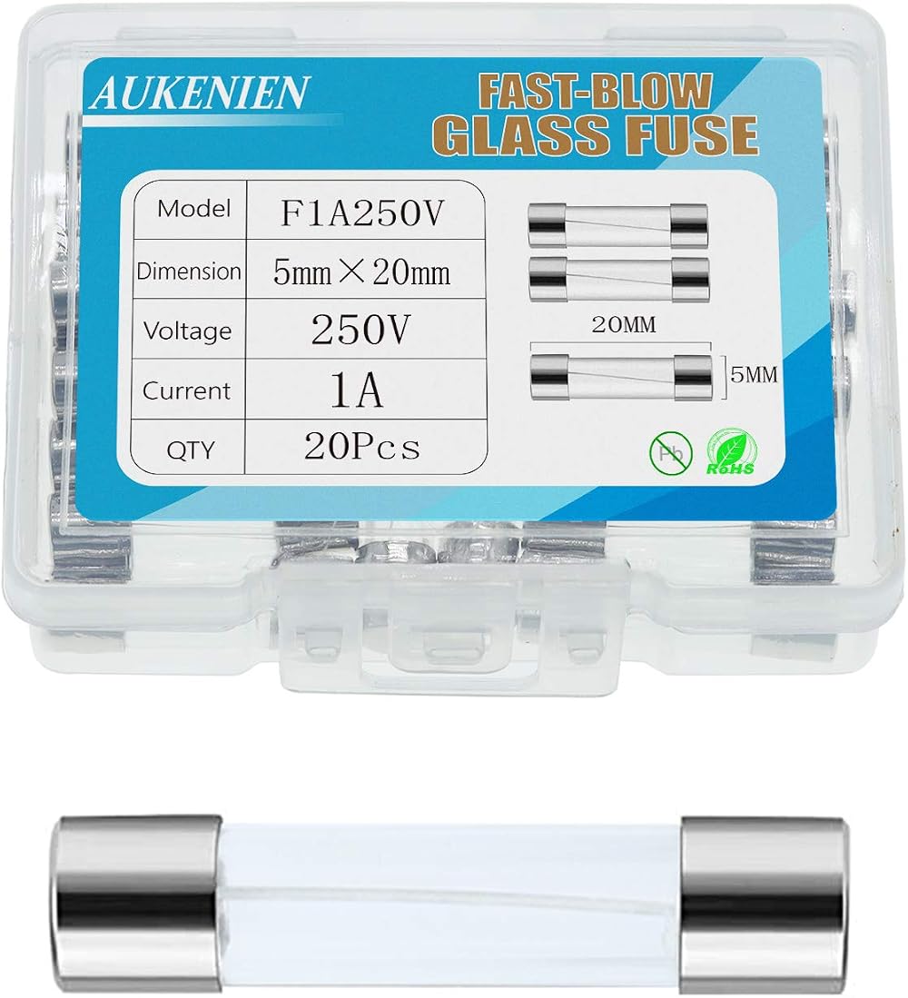 AUKENIEN 1A 250V Fast Blow Glass Fuse 5x20mm Pack of 20
