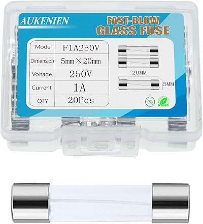 AUKENIEN 1A 250V Fast Blow Glass Fuse 5x20mm Pack of 20