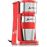 Adir Single Serve Coffee Maker - Mini Coffee Maker, Personal Coffee Maker with 15 oz. Grab & Go Travel Mug Coffee Tumbler & R