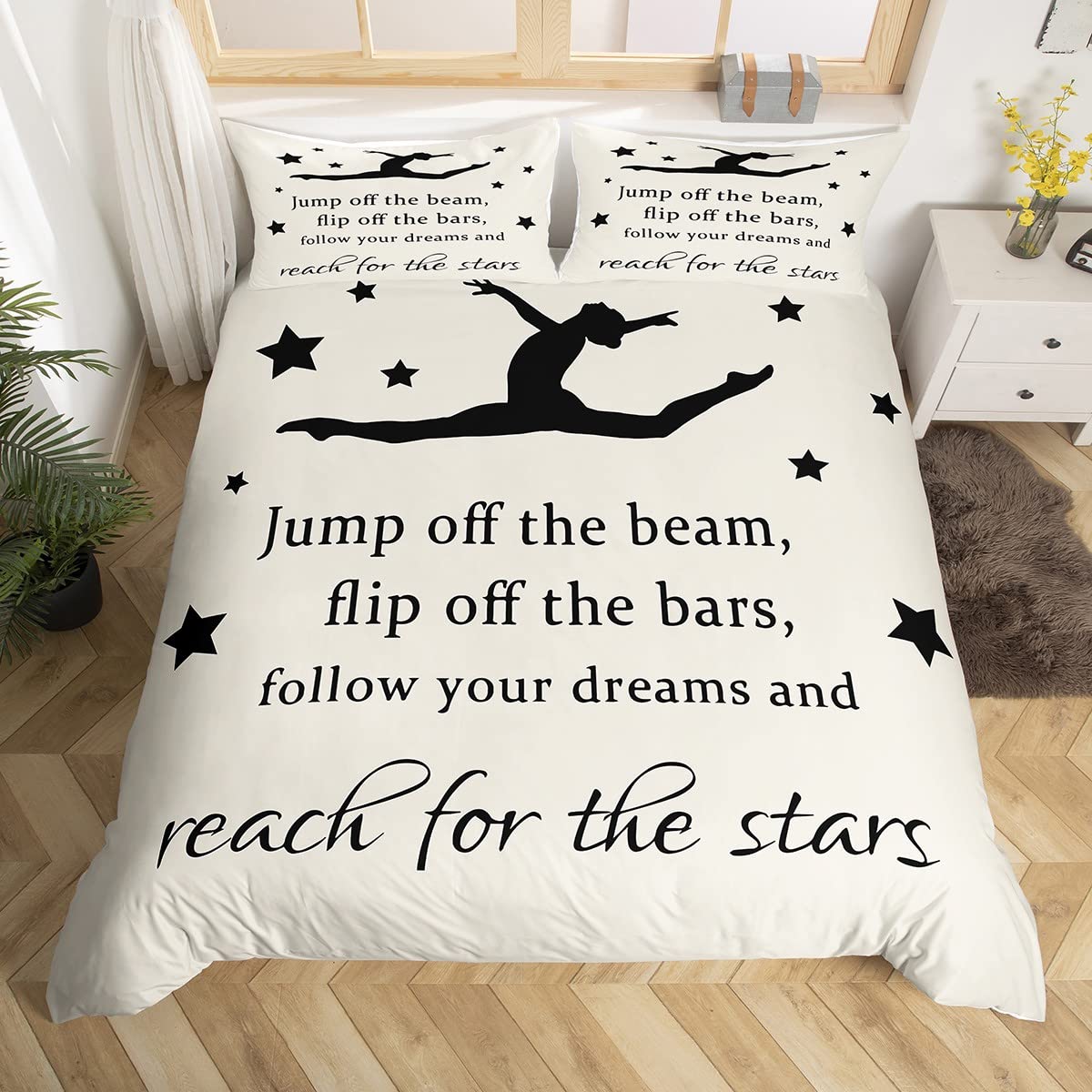 Homemissing Gymnastics Bedding Duvet Cover Set Gymnastics Lover Bedding Gymnast Dancer Comforter Cover Set Microfiber Bedspread Cover Shaped Body White Bedroom Bedclothes Double — image 1