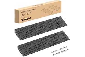 Nilight 2.8" Rise Curb Ramps, Heavy Duty Rubber Driveway Threshold Shed Ramp for Sidewalk Cars Lawn Mower Wheelchairs Motorcycles, 3300lbs Load Capacity
