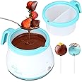 Party Desserts Candy and Chocolate Melting Pot with 2 Pots, Mini Electric Fondue Pot, Melts Candy Chocolate in a Couple of Minutes, Ideal for Cake Pops Cookies Cakes, 2.5 Cups, Aqua