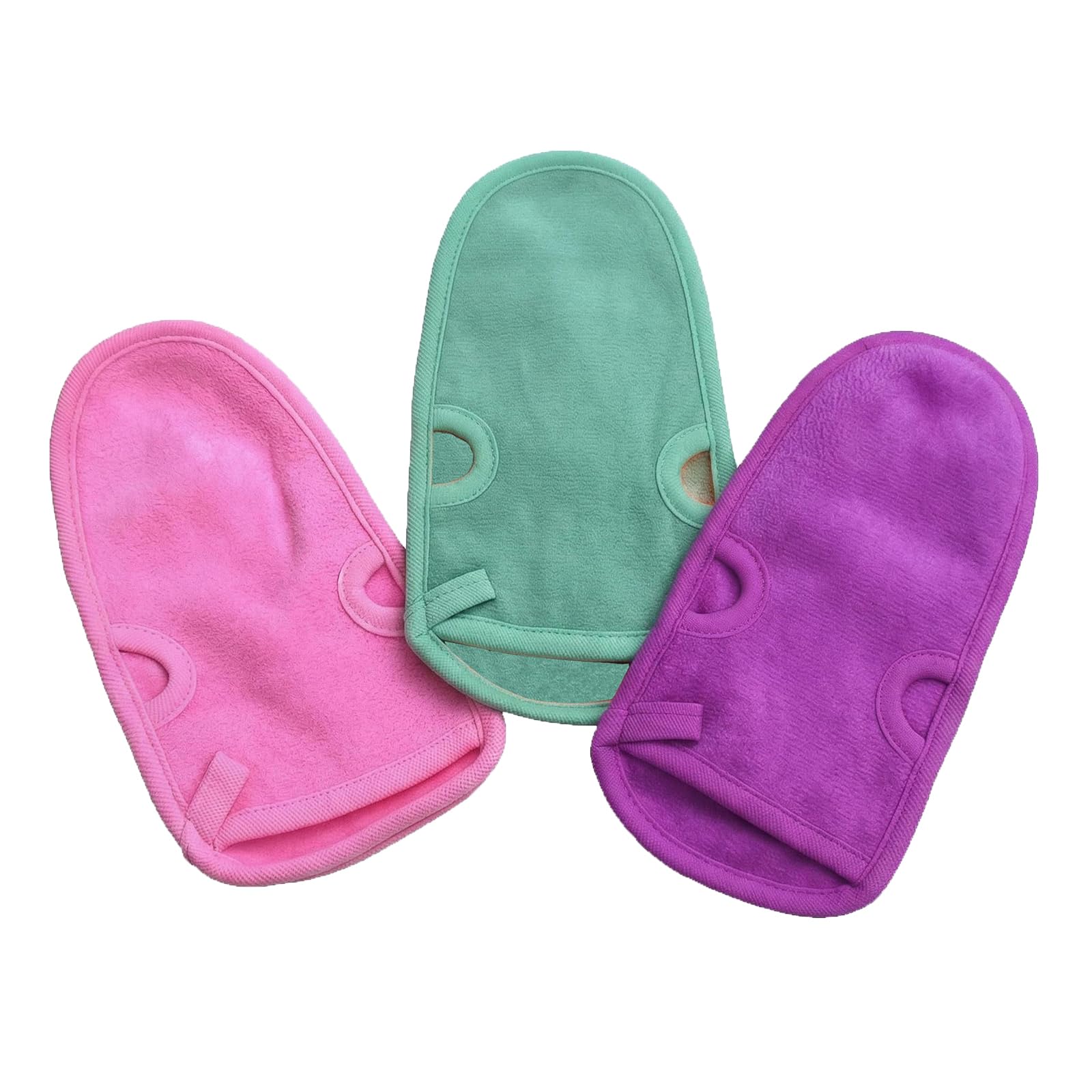 3 PCS Bathing Shower Mittens Body Wash Massage Spa Mitt Towel for Adults Children Body Back Rubbing Exfoliating Washing Cleaning Color Random