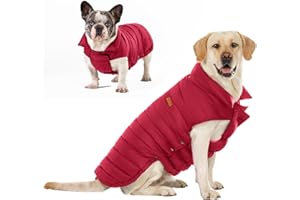 SPACE LION Puffer Jacket, Down Winter Coat, Waterproof, Windproof, Lightweight Jacket, Adjustable Fit for Small, Medium, Large Dogs (Red, 2XL)
