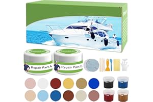 PIBEIBUK Fiberglass Gel Coat Repair Kit for Boats - Marine Epoxy Filler to Fix Holes, Chips, Cracks - Color Match System
