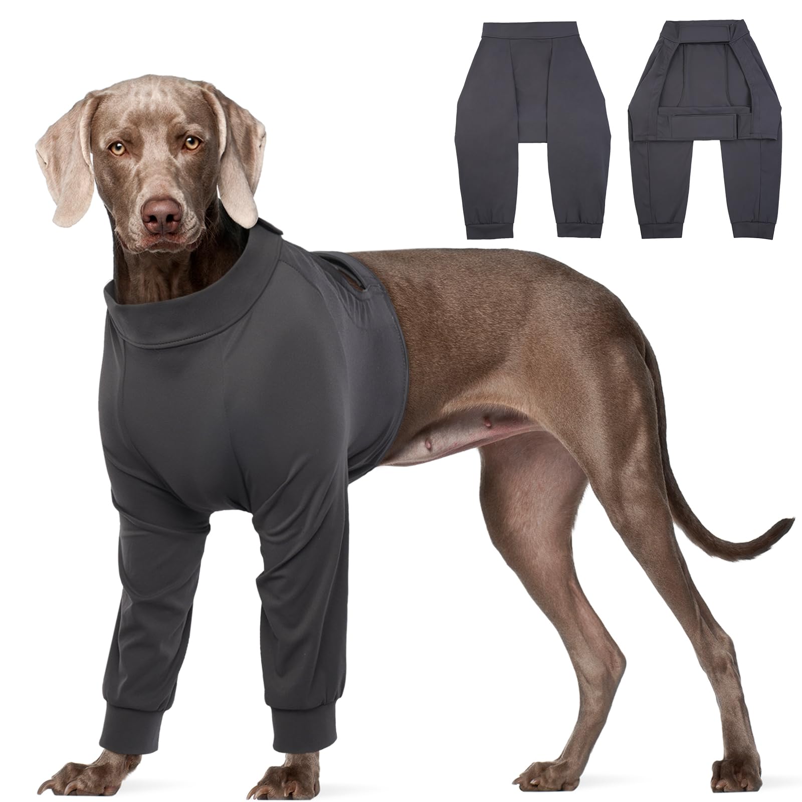 Kuoser Dog Surgery Recovery Suit, Dog Recovery Suit Female, Dog Forelegs Recovery Suit, Dog Surgical Recovery Suit,Dog Leg Brace,Dog Leg Wound Protector,Dog Elbow Protector, Grey XL