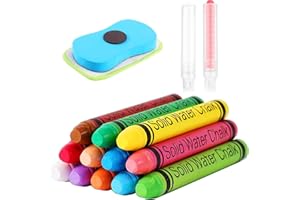 12PCS Dustless Chalks with Blackboard Eraser and Chalk sleeves, Drawing Chalk, Chalkboard Dustless Washable chalk