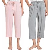 Latuza Women's Bamboo Viscose Wide Leg Capri Pajama Pants Loose Lounge Capris