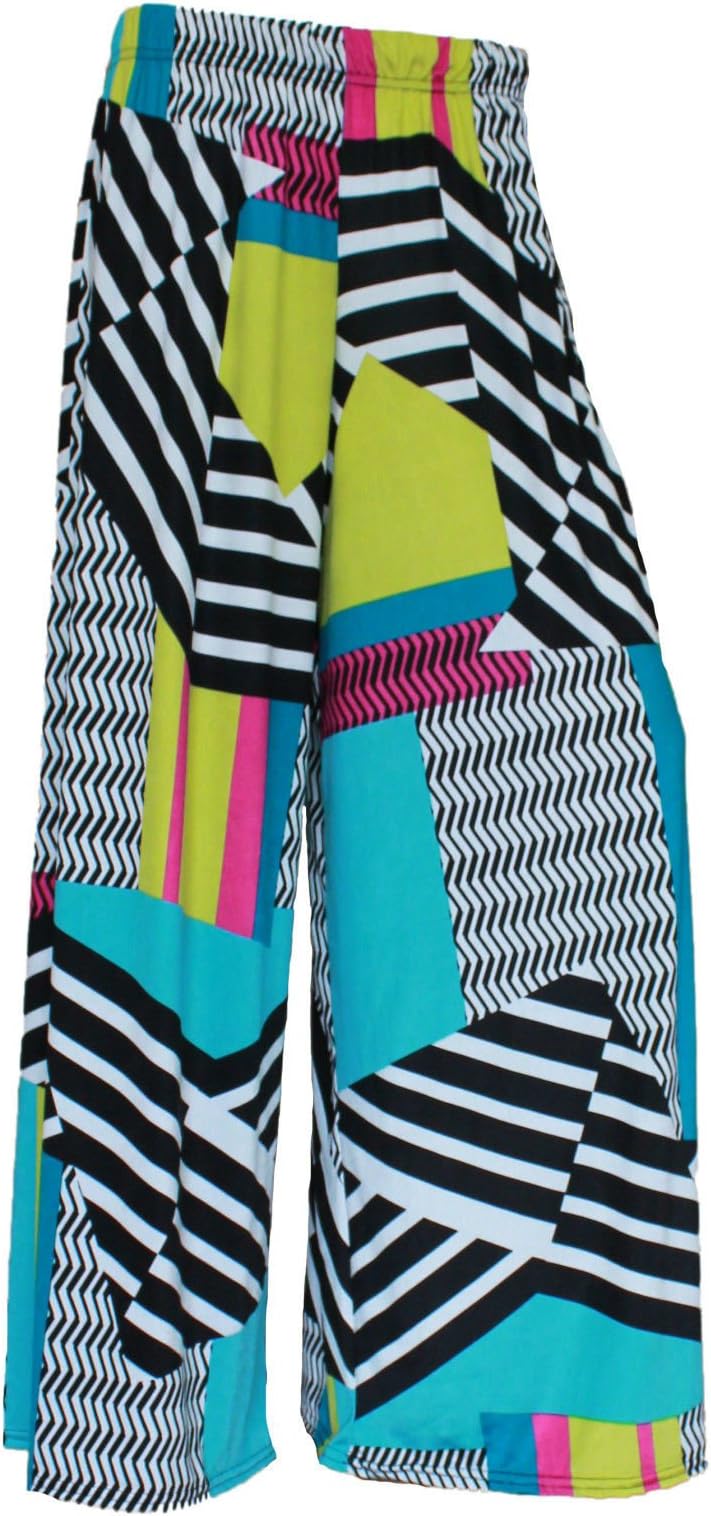 ZEE FASHION Plus Size Womens Plain Palazzo Wide Leg Flared Ladies Printed Trousers Pants 8-26