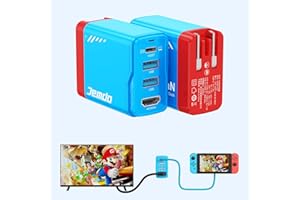 JEMDO Docking Station for Switch/OLED, Portable Charger Dock with HDMI 4K@60Hz, 36W Switch TV Dock Adapter, USB-C PD Fast Charging, Compact Base for Steam Deck, iPad, Laptop,Red and Blue