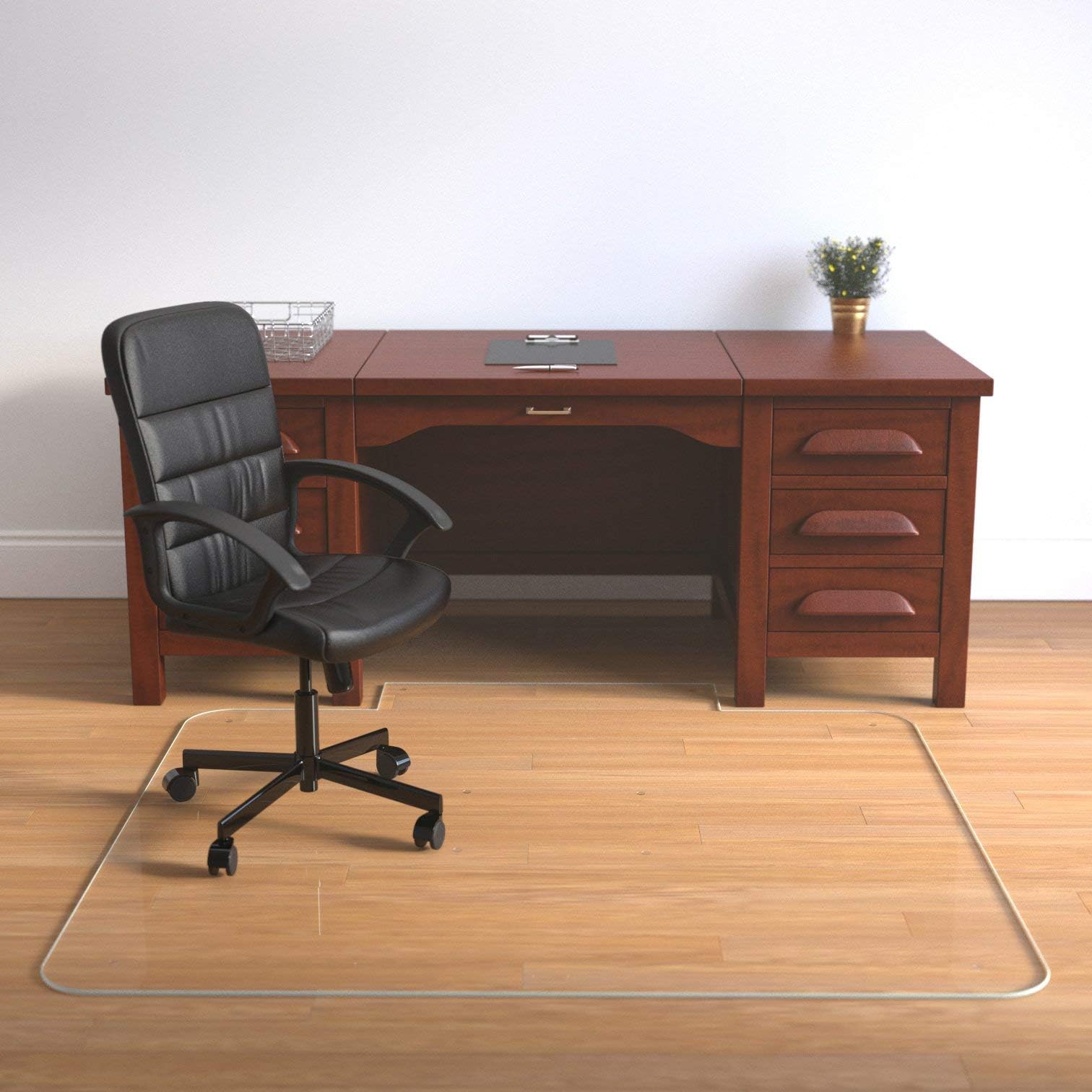 Tabbed Glass Chair Mats 42" x 48" + Tab/Luminoso (Low Iron Ultra Clear)