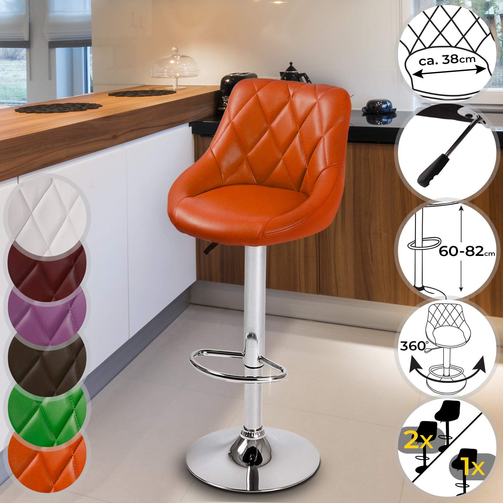 Miadomodo Bar Stool With Footrest Height Adjustable