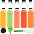 Cedilis 10 Pack 33oz/1L Plastic Juice Bottles with Black Cap, Clear Reusable Containers with Lids, Great Disposable Bottles f