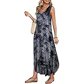 BELAROI Womens Plus Size Maxi Dress Sundress Summer Casual Sleeveless V Neck Pockets Beach Swimsuit Coverup Loose