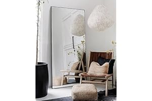 Otlsh 71"x30" Black Full Length Mirror, Floor Mirror, Large Wall Mirror, Hanging Horizontal or Vertical, Freestanding, Aluminum Alloy Frame, Rectangle Full Body Mirror, No Stand-Black