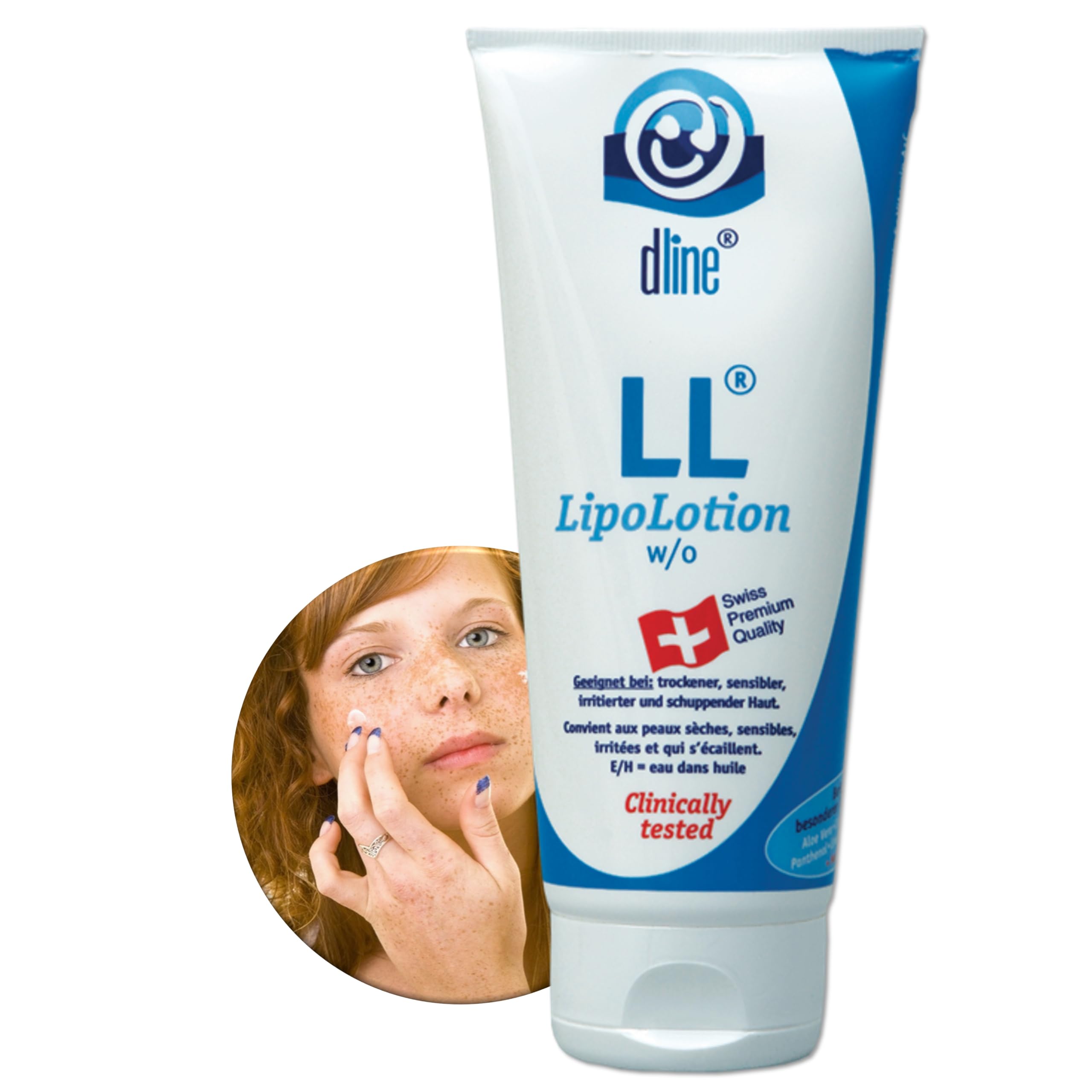 dline LL-LipoLotion 200 ml, high-quality moisturising lotion for dry sensitive irritated flaky skin, w/o, lipid 30%, tube (1 x 200 ml)