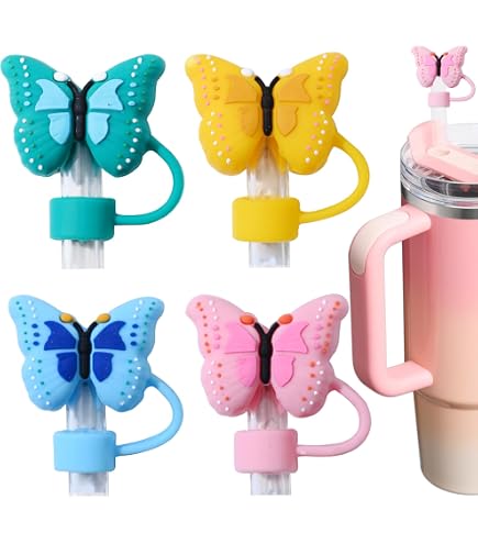 Silicone Straw Topper For Stanley 30 And 40 Oz, 3D Butterfly Shape