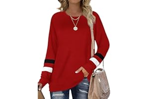 Geifa Sweatshirts for Women Crewneck Color Block Sweaters Long Sleeve Tunic Tops Fashion 2023