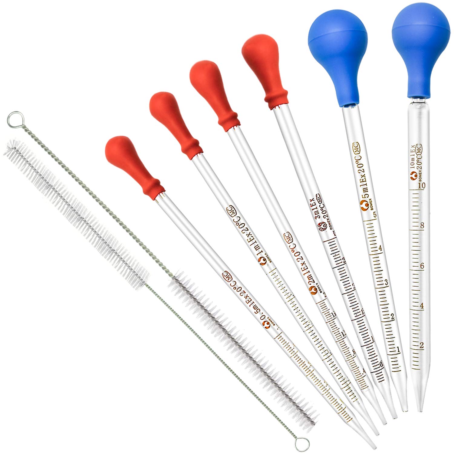 Wandefol 6pcs Glass Pipettes 2 Cleaning Brush Graduated Dropper 0 5ml 1ml 2ml 3ml 5ml 10ml Laboratory Chemistry Use Amazon Co Uk Business Industry Science