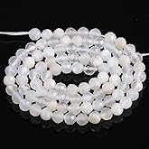 2 Strands/Pack Natural Stone Beads White Moonstone Faceted Round 4mm Genuine Gemstone Jewelry DIY Making Loose Beads