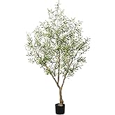 LYERSE Olive Trees Artificial Indoor - Faux Olive Tree 7ft with Large Olive Branches and Lifelike Fruits - Artificial Olive Tree for Modern Home Office House Living Room Decor