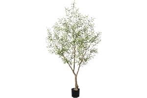 LYERSE Olive Trees Artificial Indoor - Faux Olive Tree 7ft with Large Olive Branches and Lifelike Fruits - Artificial Olive Tree for Modern Home Office House Living Room Decor