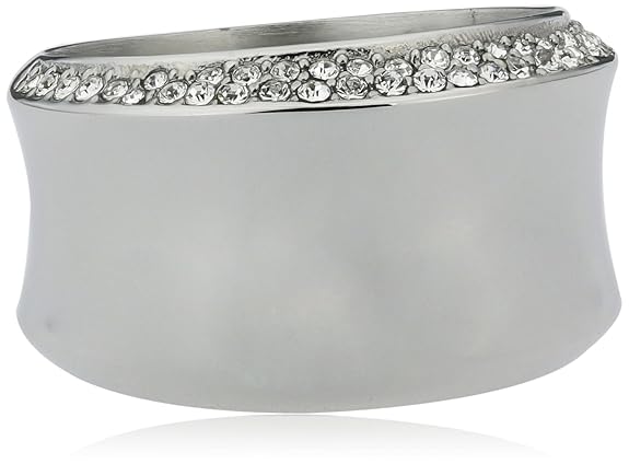 Esprit Damen Ring Edelstahl Silber Crystal Curved ESRG12542A1