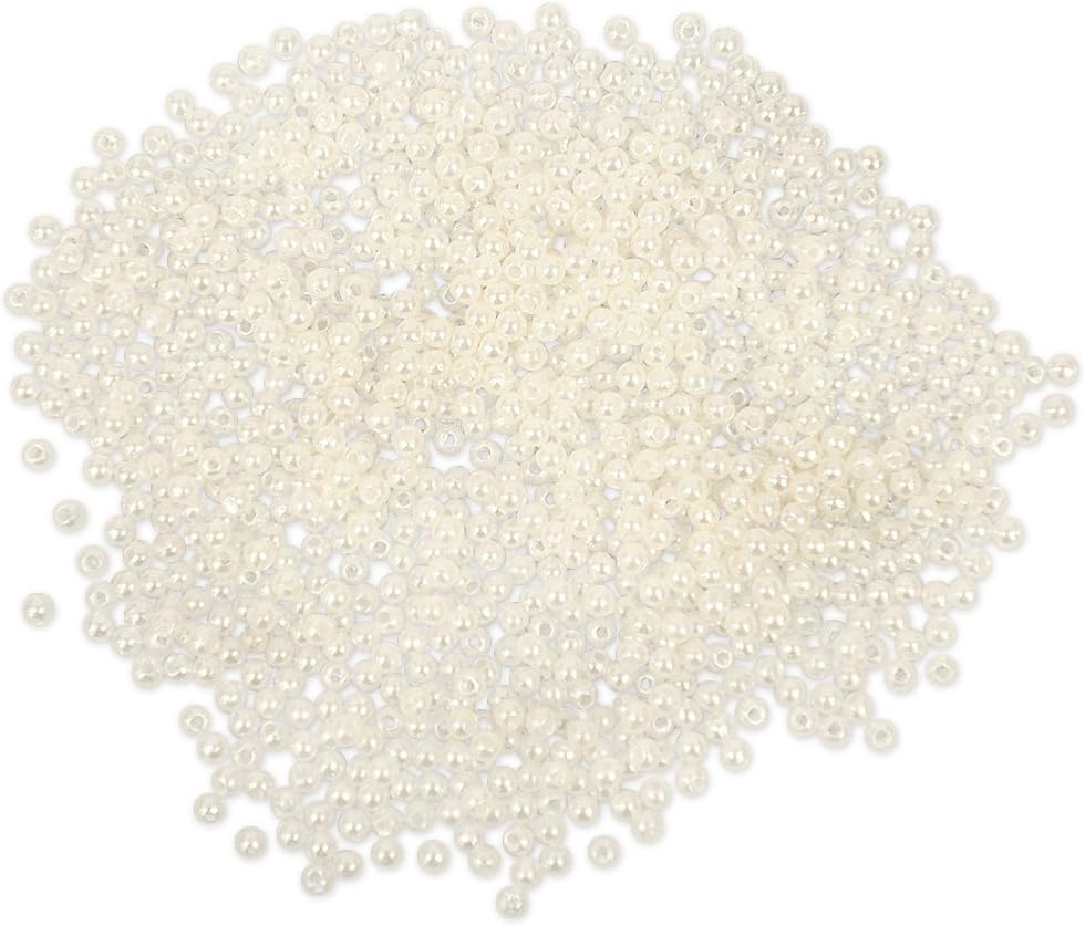 Craft Medley 850 Piece Acrylic Pearl Beads, 3mm, Ivory, 3 mm - Image 3