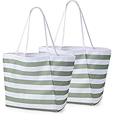 KALIDI 2 Pack Reusable Grocery Shopping Bags Beach Bag Travel Large Tote Purse for Women & Men Lightweight Foldable Totebag