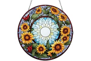ZZHAOYI 5.9'' Sunflower Acrylic Window Hanging Flower Sun Catcher Decor Stained Panel Hangings Wall Art Decor Gift for Daughter,Mom,Grandma (Style C)