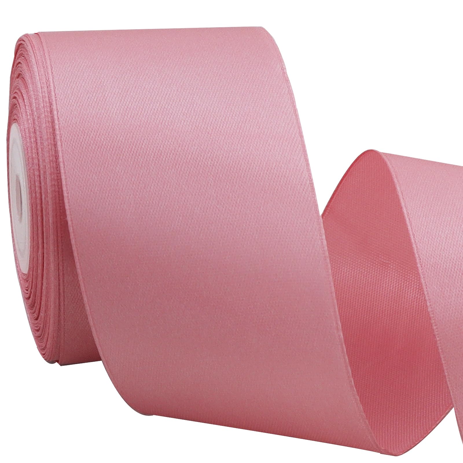 TONIFUL 2 Inch x 25 Yards Wide Rose Gold Satin Ribbon Solid Fabric Ribbon for Gift Wrapping Crafts Chair Sash Eternal Flower Invitation Cards Hair Bows Sewing Party Wedding Decoration — image 1