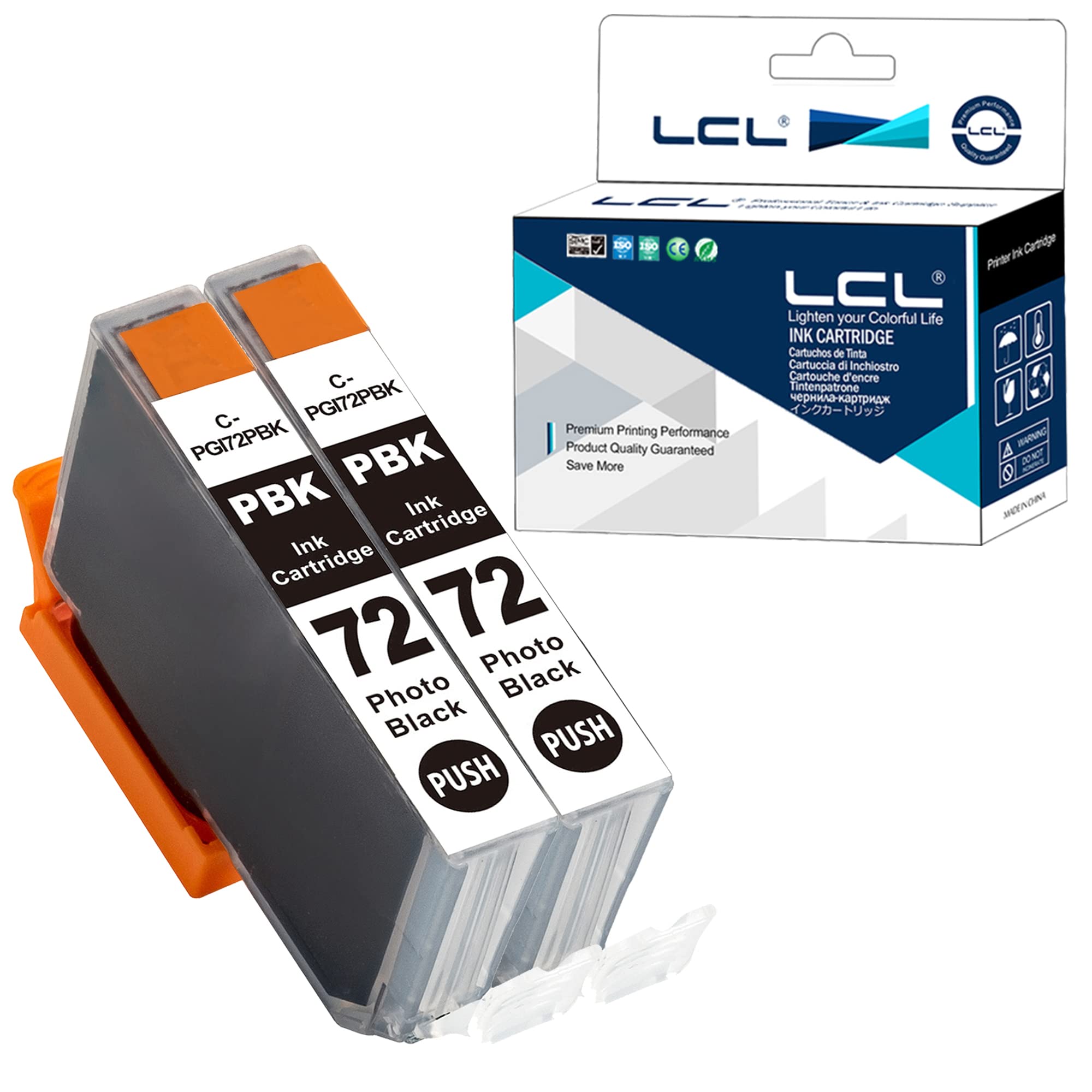 LCL PGI-72 PGI-72PBK 6403B001 (2PK PBK) Ink Cartridge Compatible for Canon PIXMA Pro-10 Pro-10s