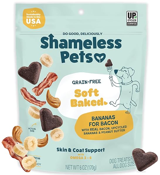 SHAMELESS PETS SOFT-BAKED DOG TREATS, BANANAS FOR BACON...