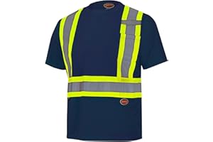 Pioneer Hi Vis Safety Shirt - Lightweight Moisture-Wicking Work T-Shirt With Reflective Tape - Class 1 - Navy Blue
