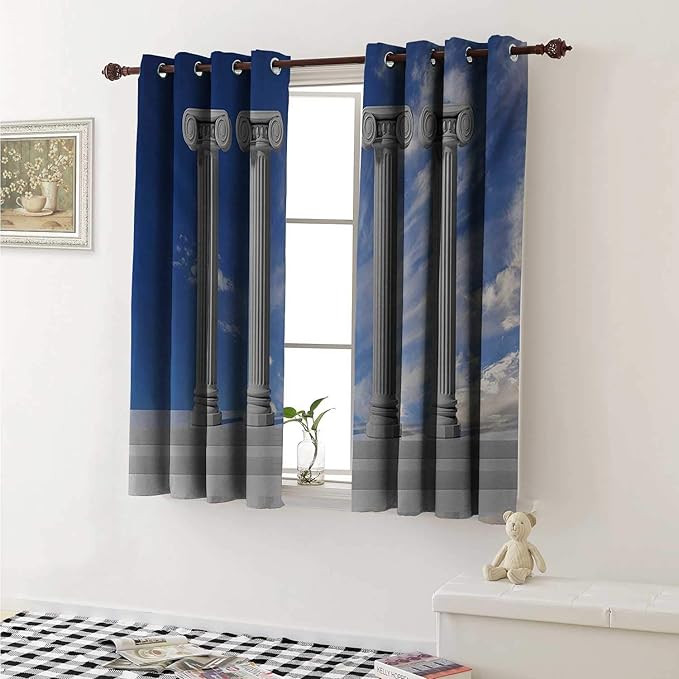 Pillar Decorative Curtains for Living Room Historical Theme with Four