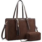 LOVEVOOK Laptop Bag for Women 15.6 inch Lightweight PU Laptop Tote Bag, Large Capacity Computer bag with Clutch Purse for Business, Work, Office, Travel, School,Casual